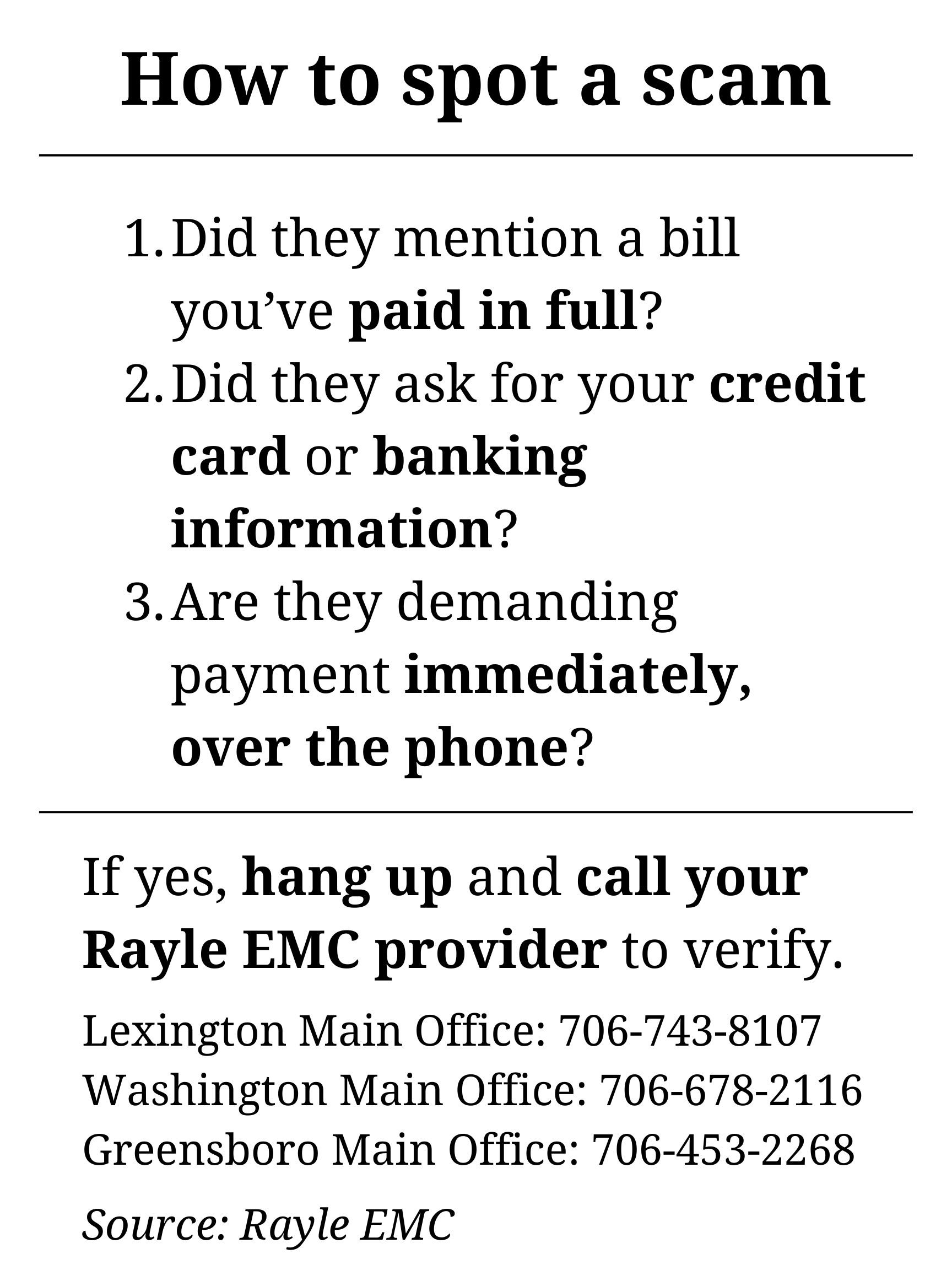 Rayle EMC warns of telephone scams The Oglethorpe Echo